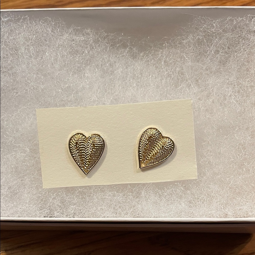 Macy's Gold Textured Heart Earrings